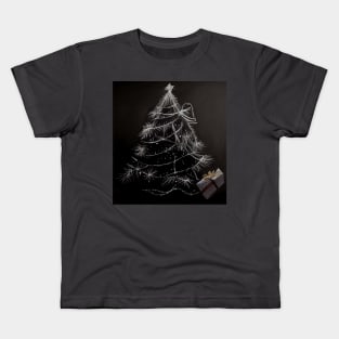 A Simple Christmas Tree in Dark Background Kids T-Shirt